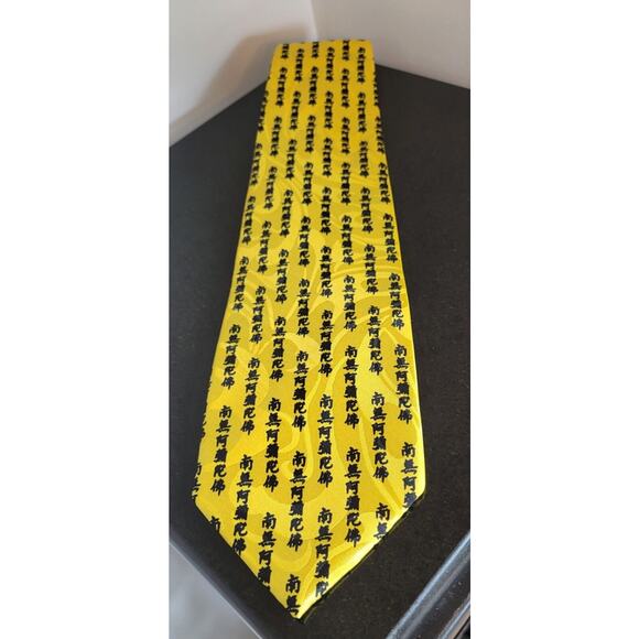 Gold City Handmade Chinese Lettering Gold Mens Tie 58" X 4" - Picture 2 of 11